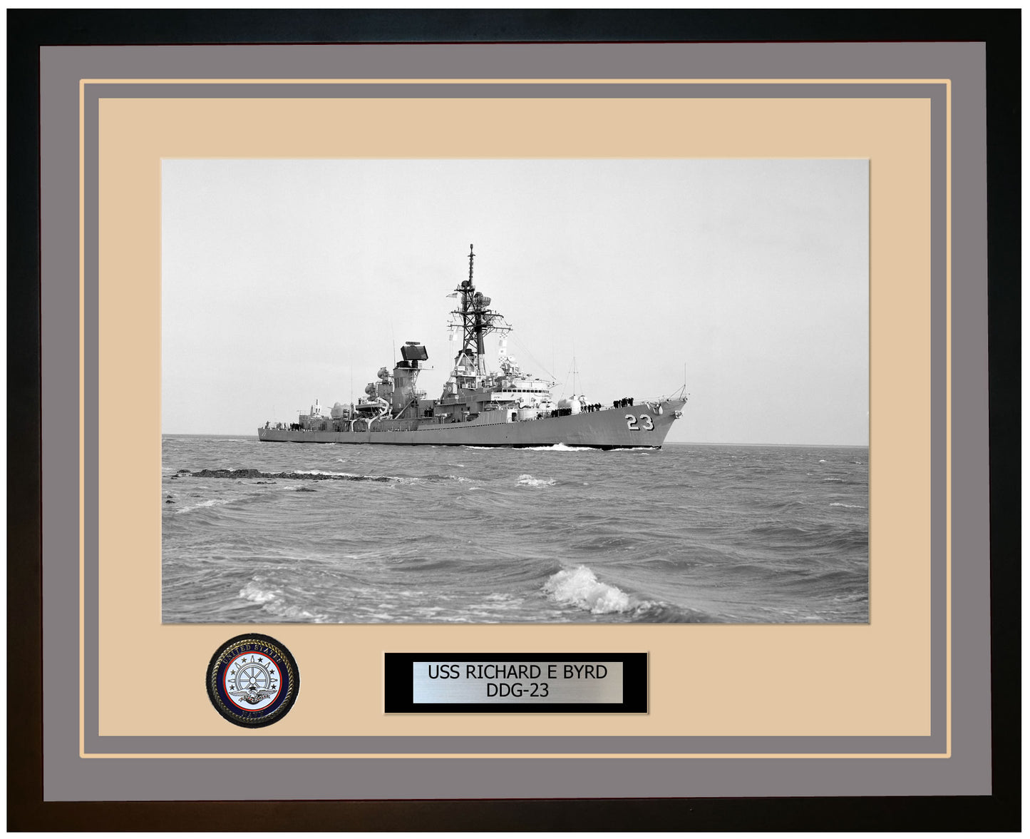USS RICHARD E BYRD DDG-23 Framed Navy Ship Photo Grey
