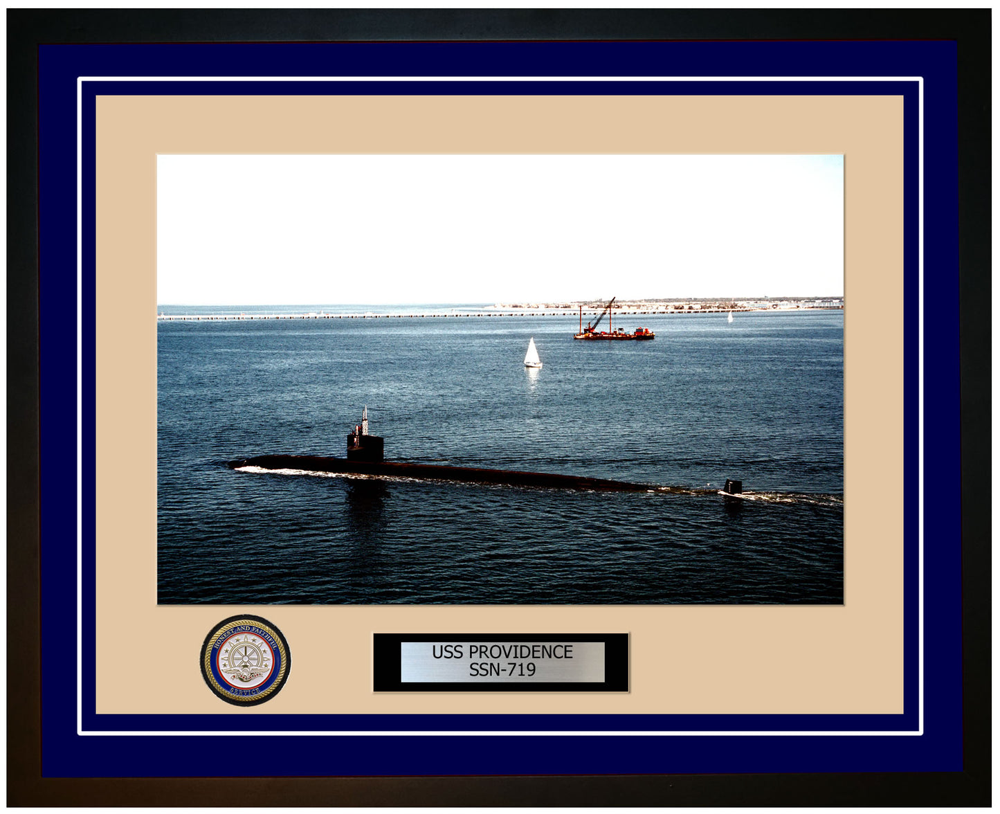 USS Providence SSN-719 Framed Navy Ship Photo Blue
