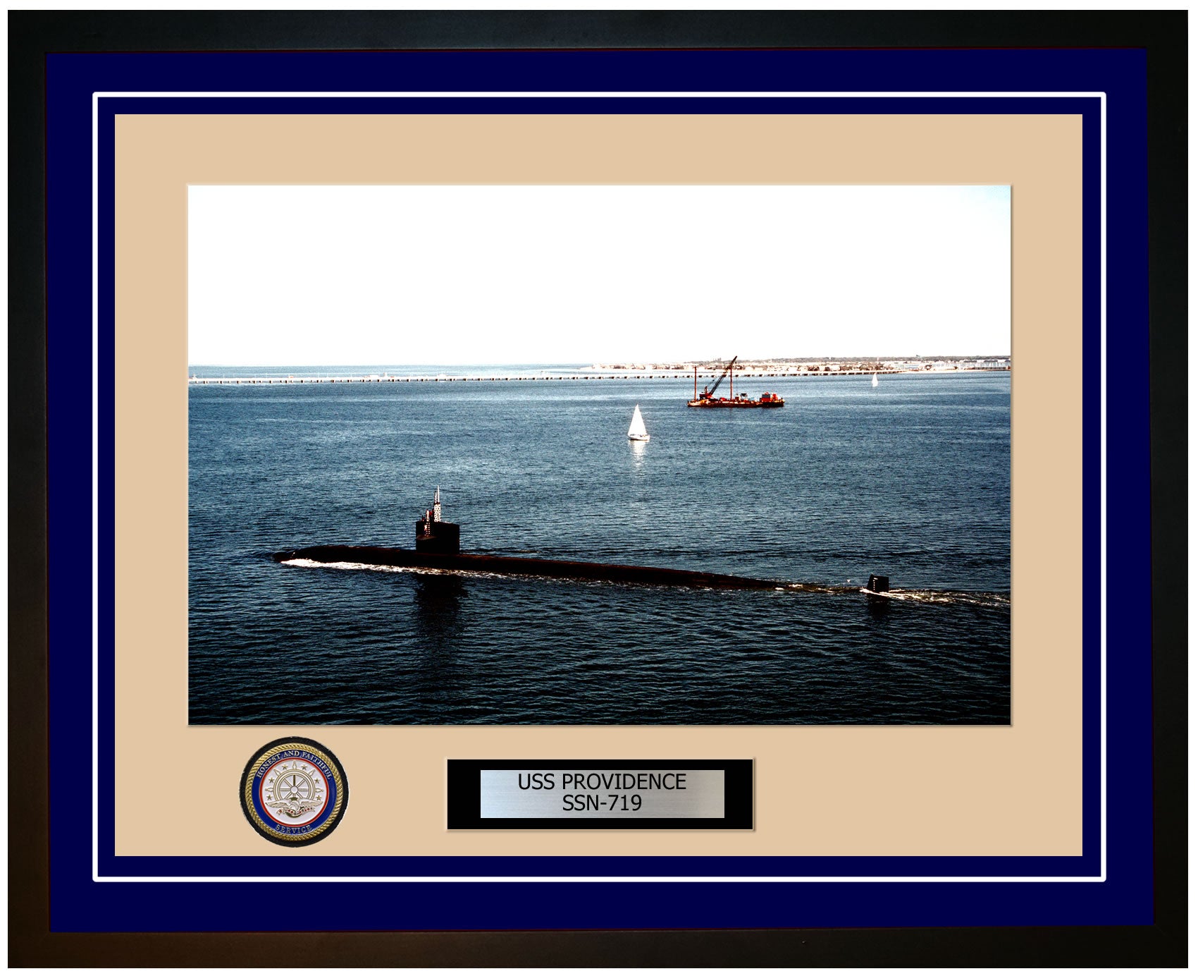 USS Providence SSN-719 Framed Navy Ship Photo Blue