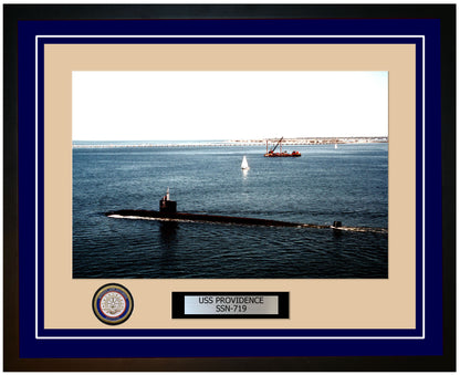 USS Providence SSN-719 Framed Navy Ship Photo Blue