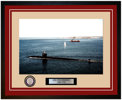 USS Providence SSN-719 Framed Navy Ship Photo Burgundy