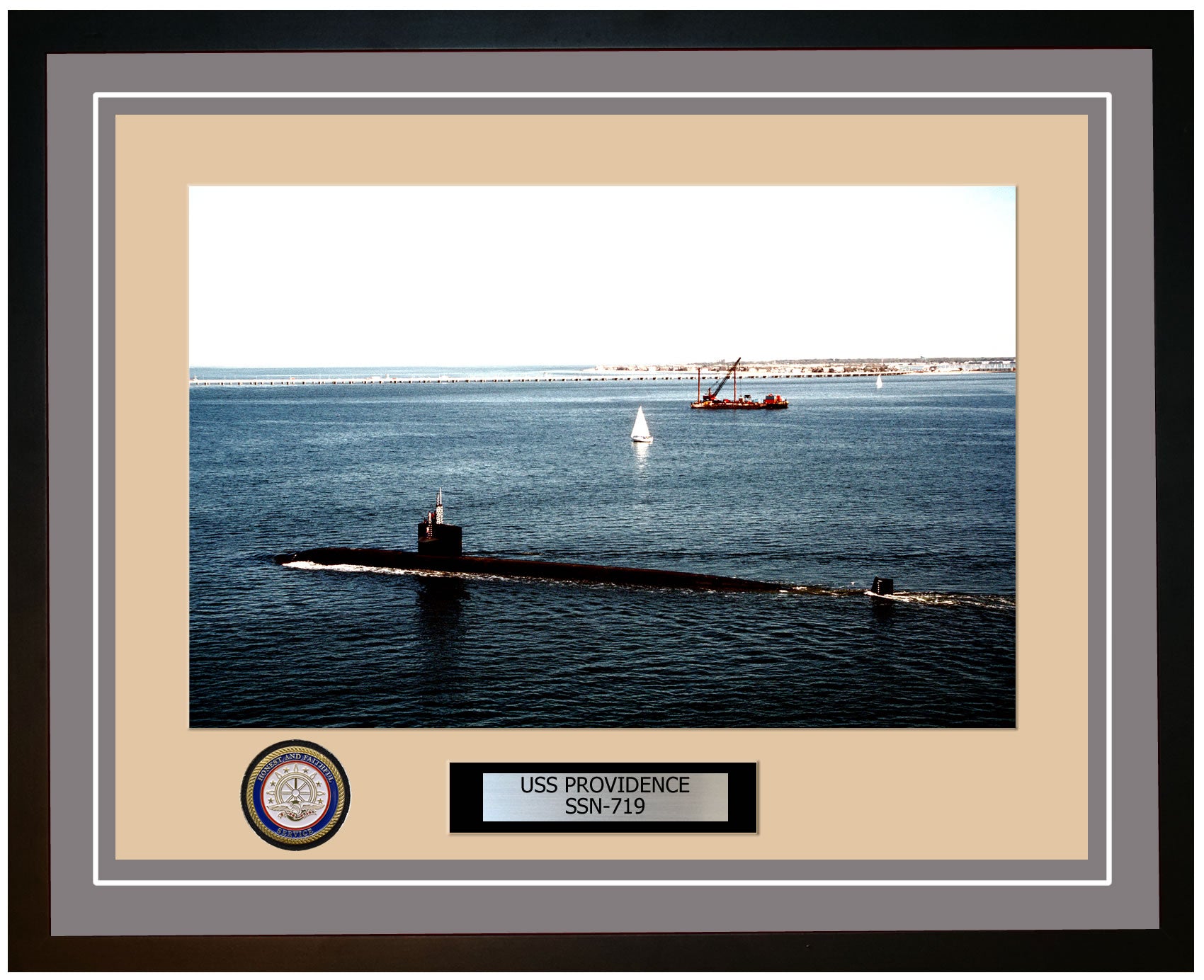 USS Providence SSN-719 Framed Navy Ship Photo Grey