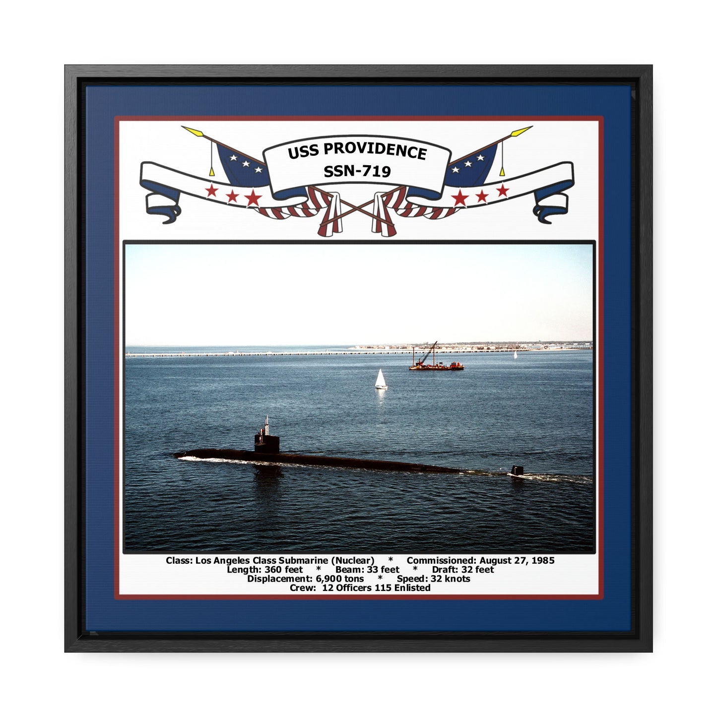 USS Providence SSN-719 Navy Floating Frame Photo Front View
