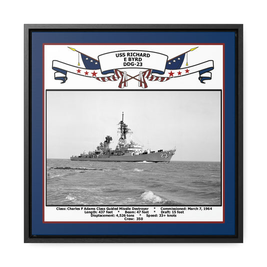 USS Richard E Byrd DDG-23 Navy Floating Frame Photo Front View