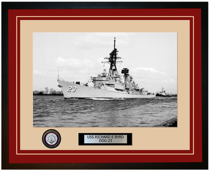 USS RICHARD E BYRD DDG-23 Framed Navy Ship Photo Burgundy