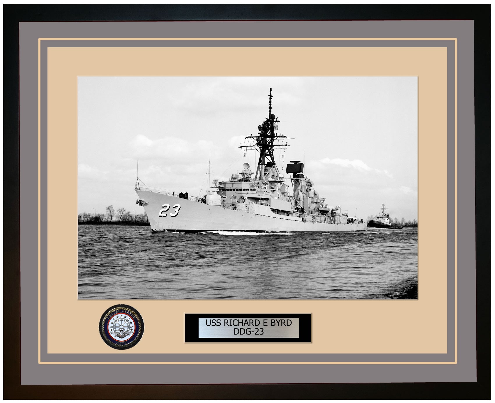 USS RICHARD E BYRD DDG-23 Framed Navy Ship Photo Grey