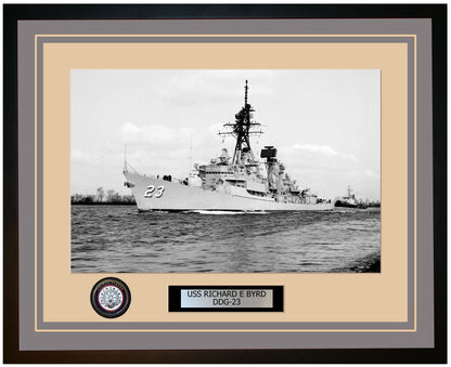 USS RICHARD E BYRD DDG-23 Framed Navy Ship Photo Grey