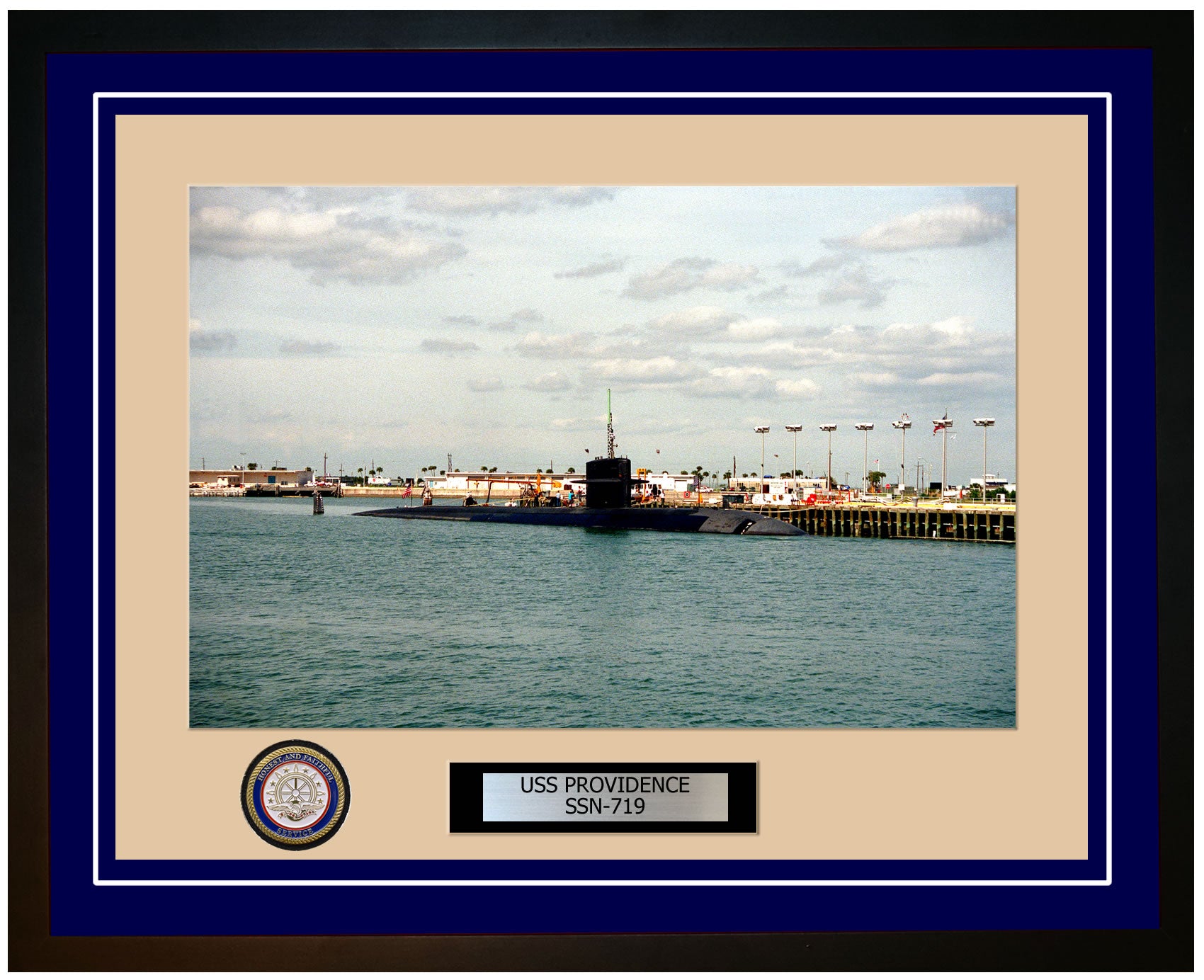 USS Providence SSN-719 Framed Navy Ship Photo Blue