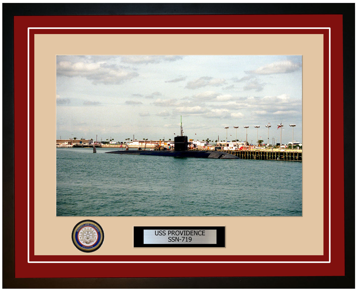 USS Providence SSN-719 Framed Navy Ship Photo Burgundy