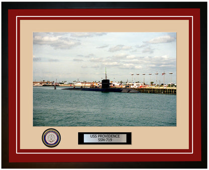 USS Providence SSN-719 Framed Navy Ship Photo Burgundy