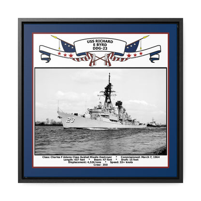 USS Richard E Byrd DDG-23 Navy Floating Frame Photo Front View