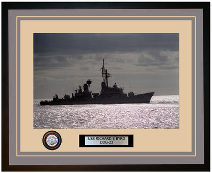 USS RICHARD E BYRD DDG-23 Framed Navy Ship Photo Grey