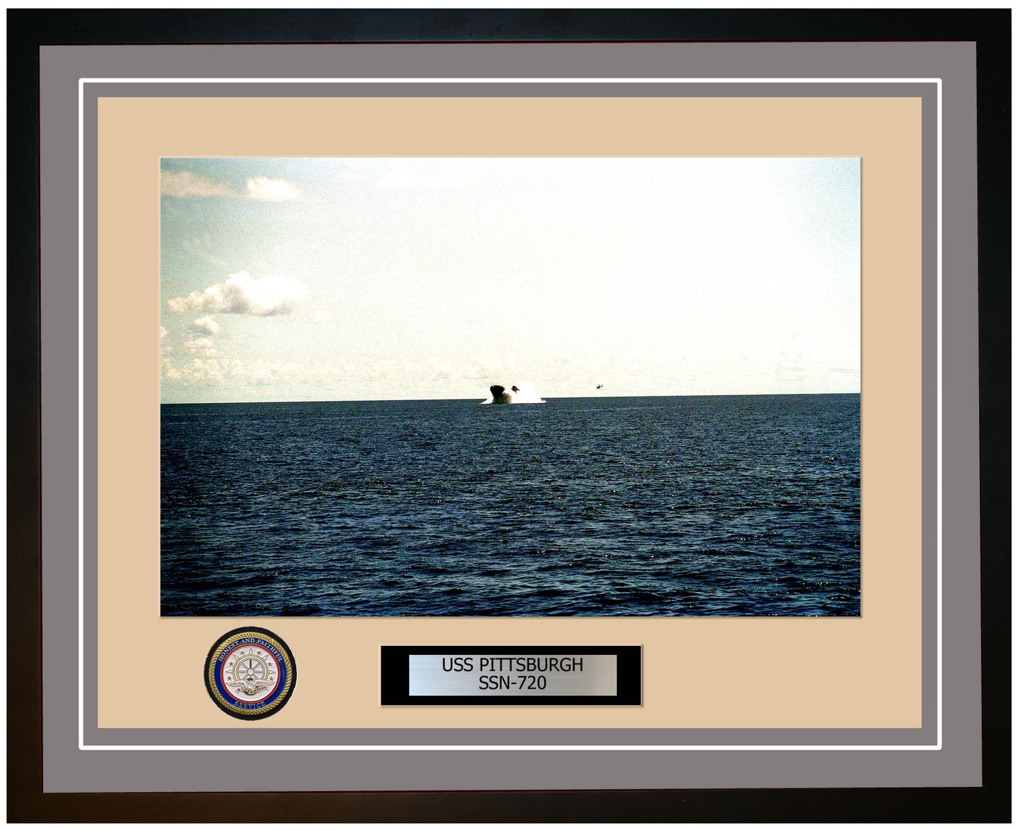 USS Pittsburgh SSN-720 Framed Navy Ship Photo Grey