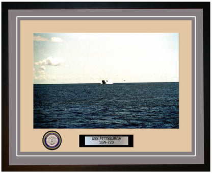 USS Pittsburgh SSN-720 Framed Navy Ship Photo Grey