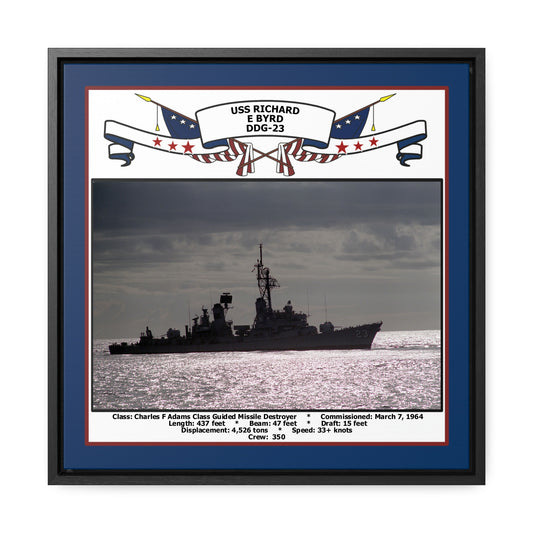USS Richard E Byrd DDG-23 Navy Floating Frame Photo Front View