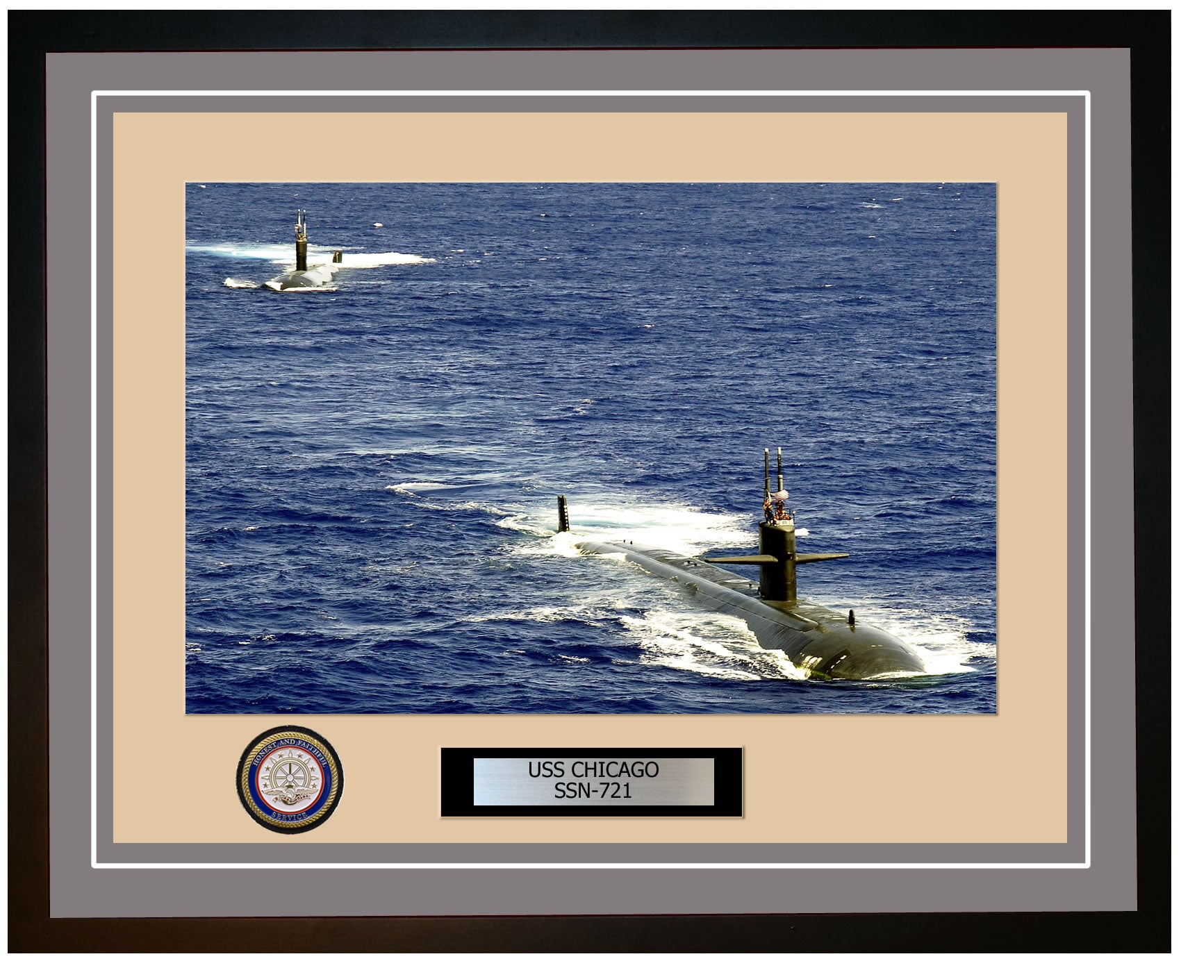 USS Chicago SSN-721 Framed Navy Ship Photo Grey