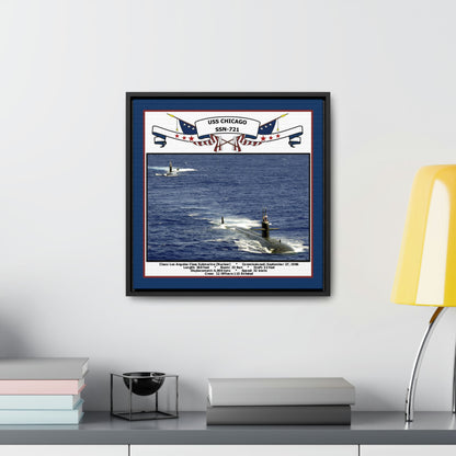 USS Chicago SSN-721 Navy Floating Frame Photo Desk View