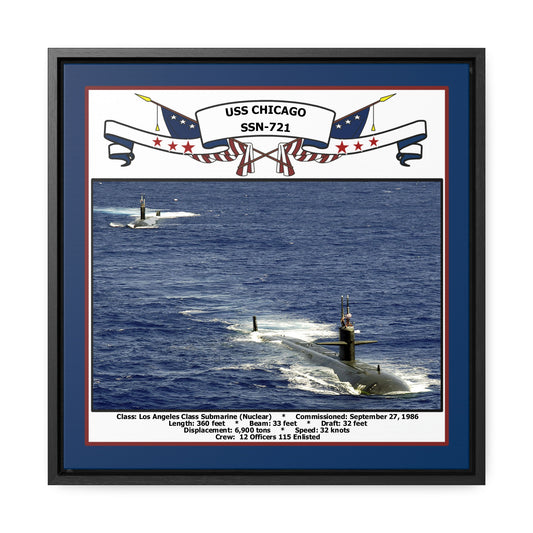USS Chicago SSN-721 Navy Floating Frame Photo Front View