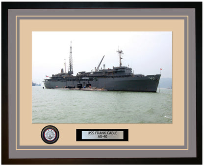 USS FRANK-CABLE AS-40 Framed Navy Ship Photo Grey