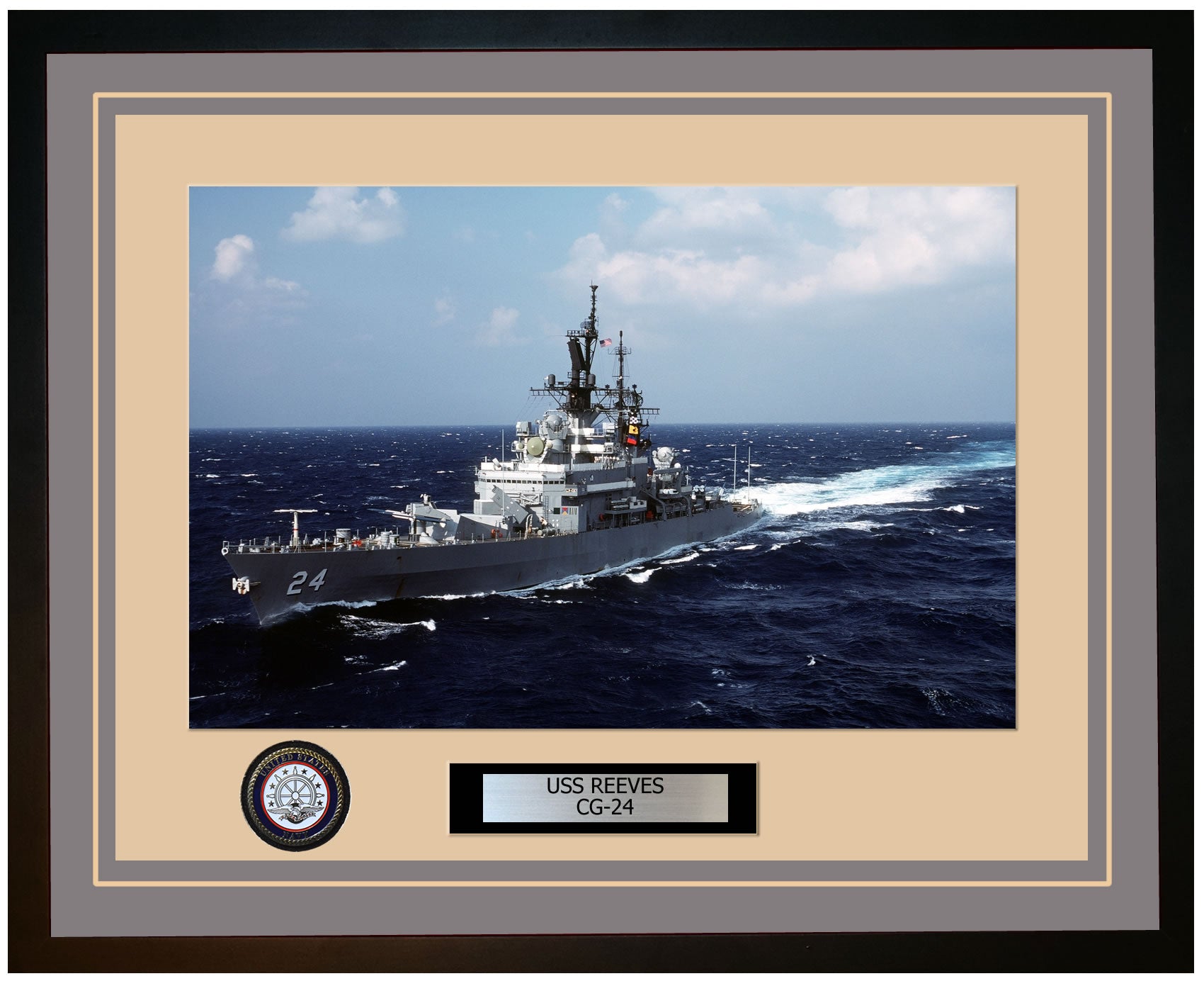 USS REEVES CG-24 Framed Navy Ship Photo Grey