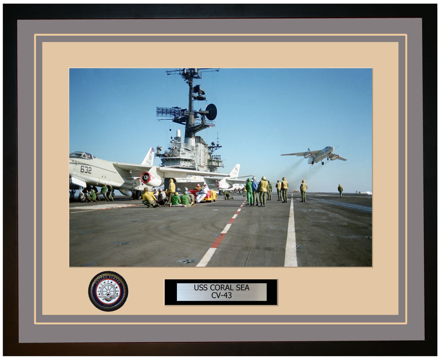 USS CORAL SEA CV-43 Framed Navy Ship Photo Grey