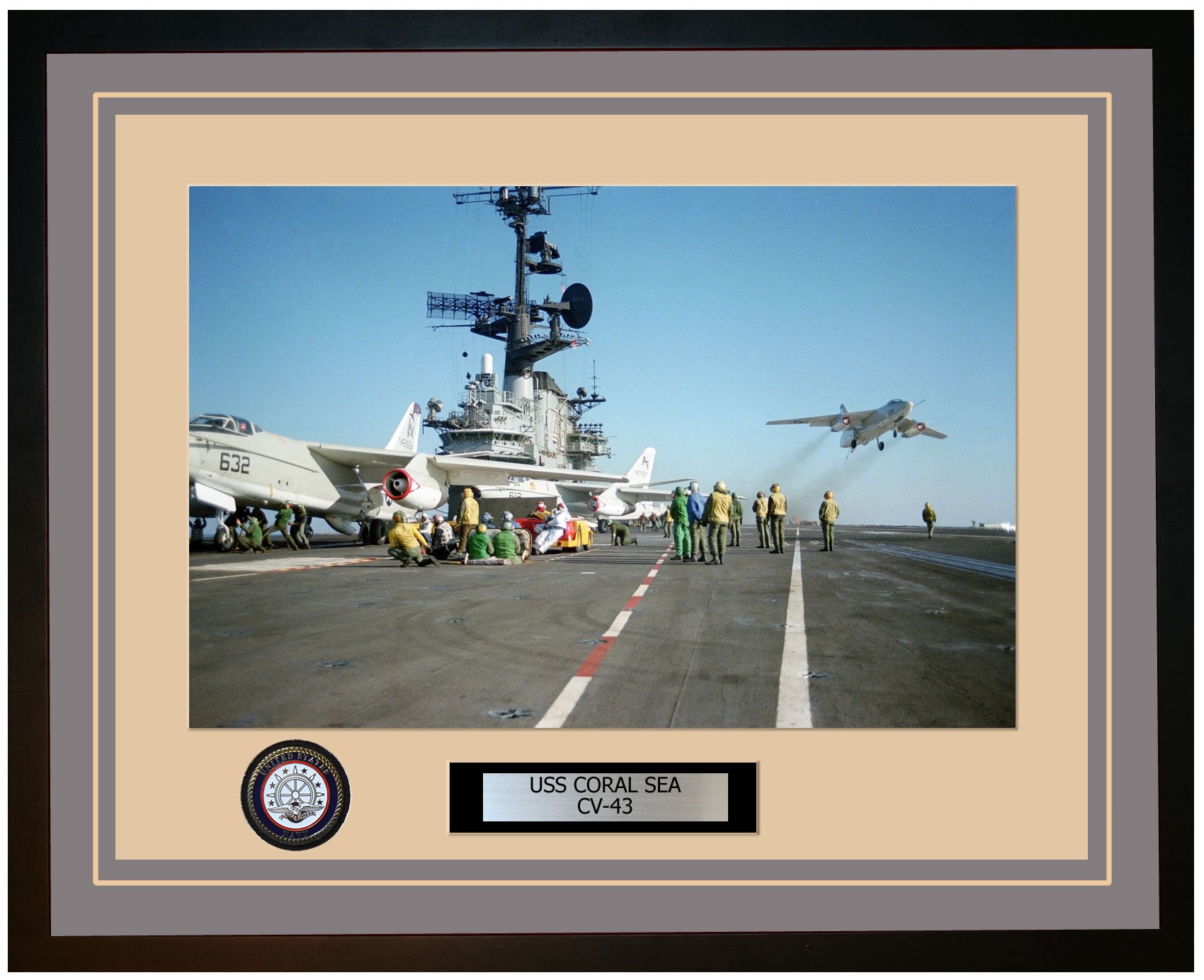 USS CORAL SEA CV-43 Framed Navy Ship Photo Grey