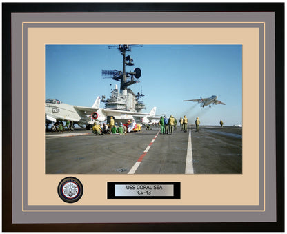 USS CORAL SEA CV-43 Framed Navy Ship Photo Grey