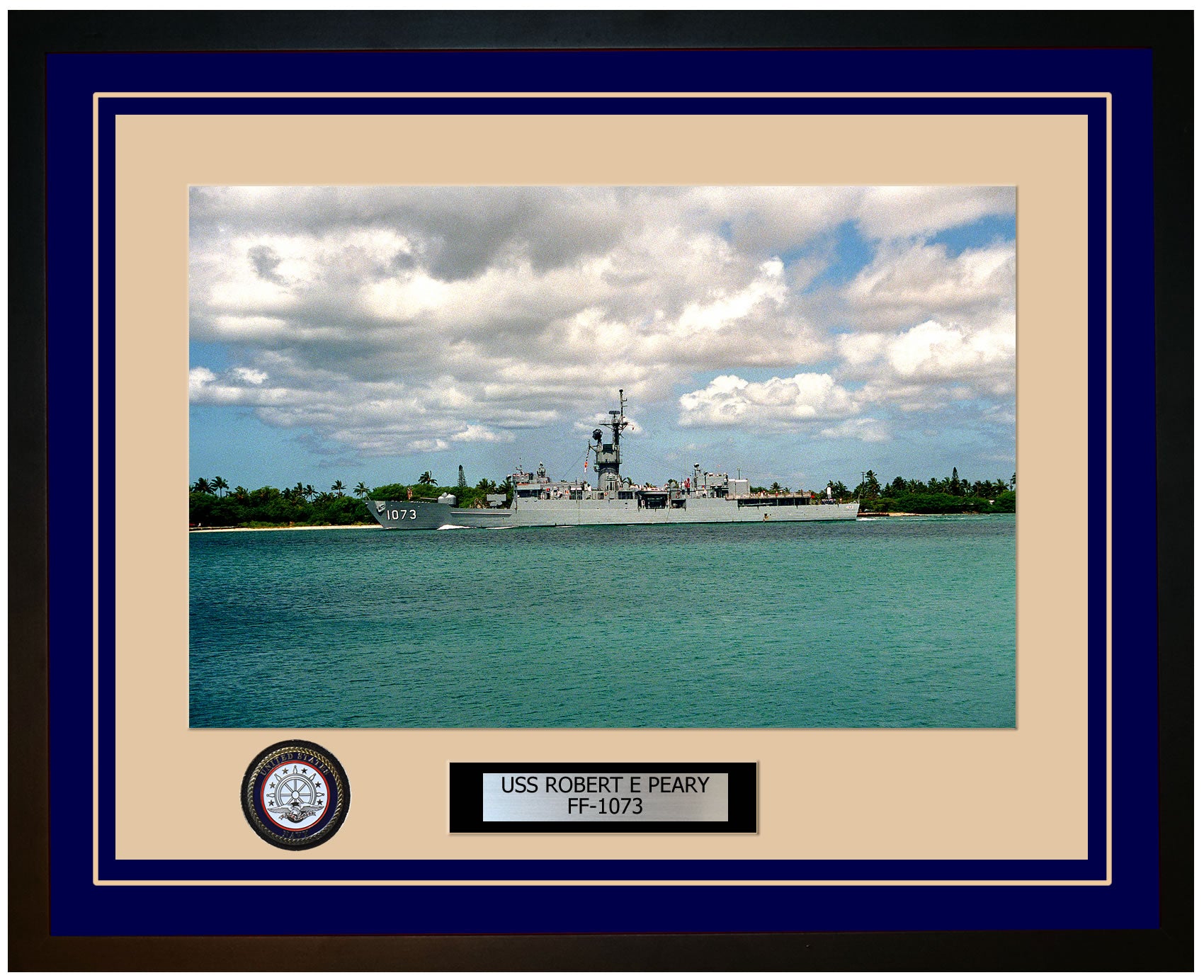 USS ROBERT E PEARY FF-1073 Framed Navy Ship Photo Blue