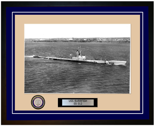 USS Burrfish SS-312 Framed Navy Ship Photo Blue