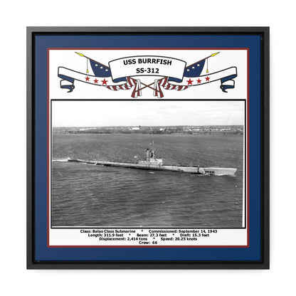 USS Burrfish SS-312 Navy Floating Frame Photo Front View