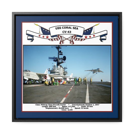 USS Coral Sea CV-43 Navy Floating Frame Photo Front View