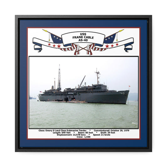 USS Frank Cable AS-40 Navy Floating Frame Photo Front View