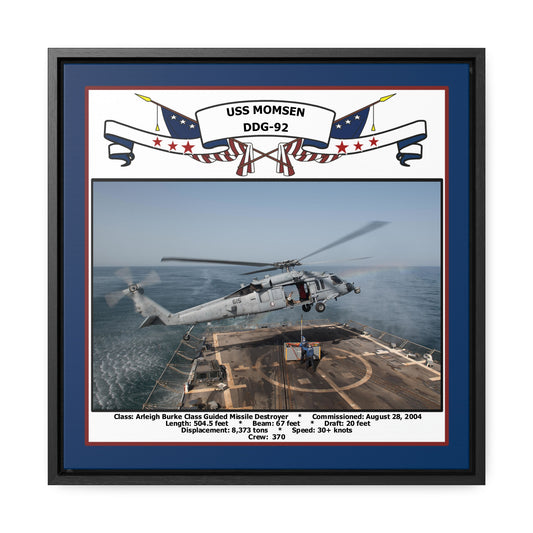 USS Momsen DDG-92 Navy Floating Frame Photo Front View