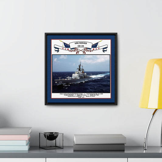 USS Reeves CG-24 Navy Floating Frame Photo Desk View