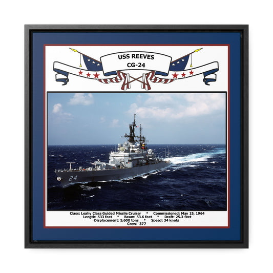 USS Reeves CG-24 Navy Floating Frame Photo Front View