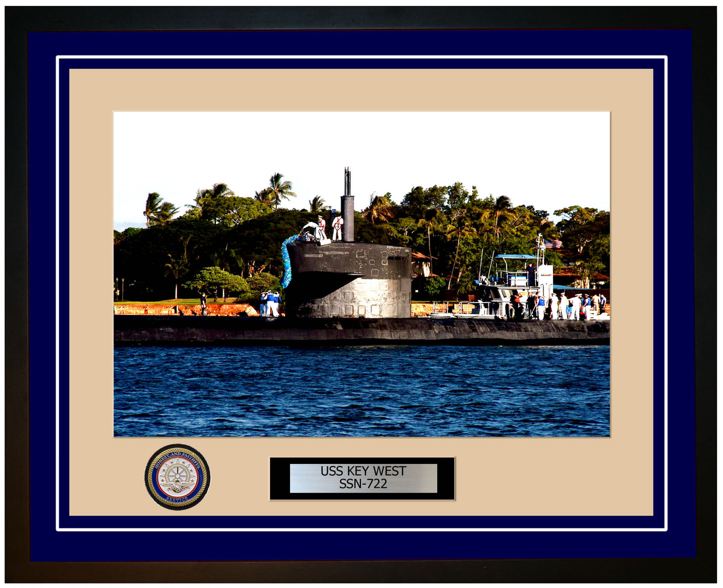 USS Key West SSN-722 Framed Navy Ship Photo Blue