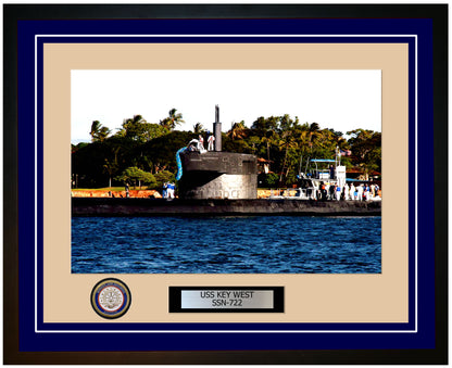 USS Key West SSN-722 Framed Navy Ship Photo Blue