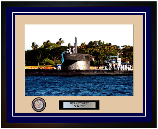USS Key West SSN-722 Framed Navy Ship Photo Blue