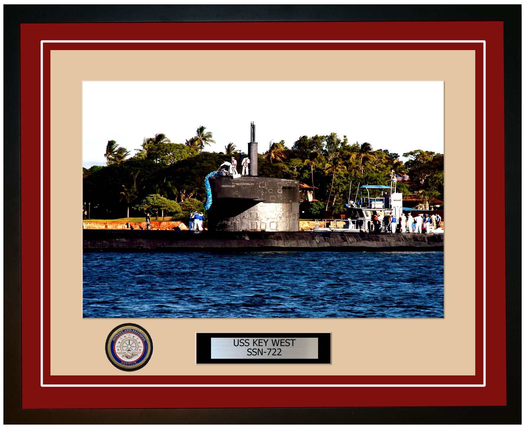 USS Key West SSN-722 Framed Navy Ship Photo Burgundy