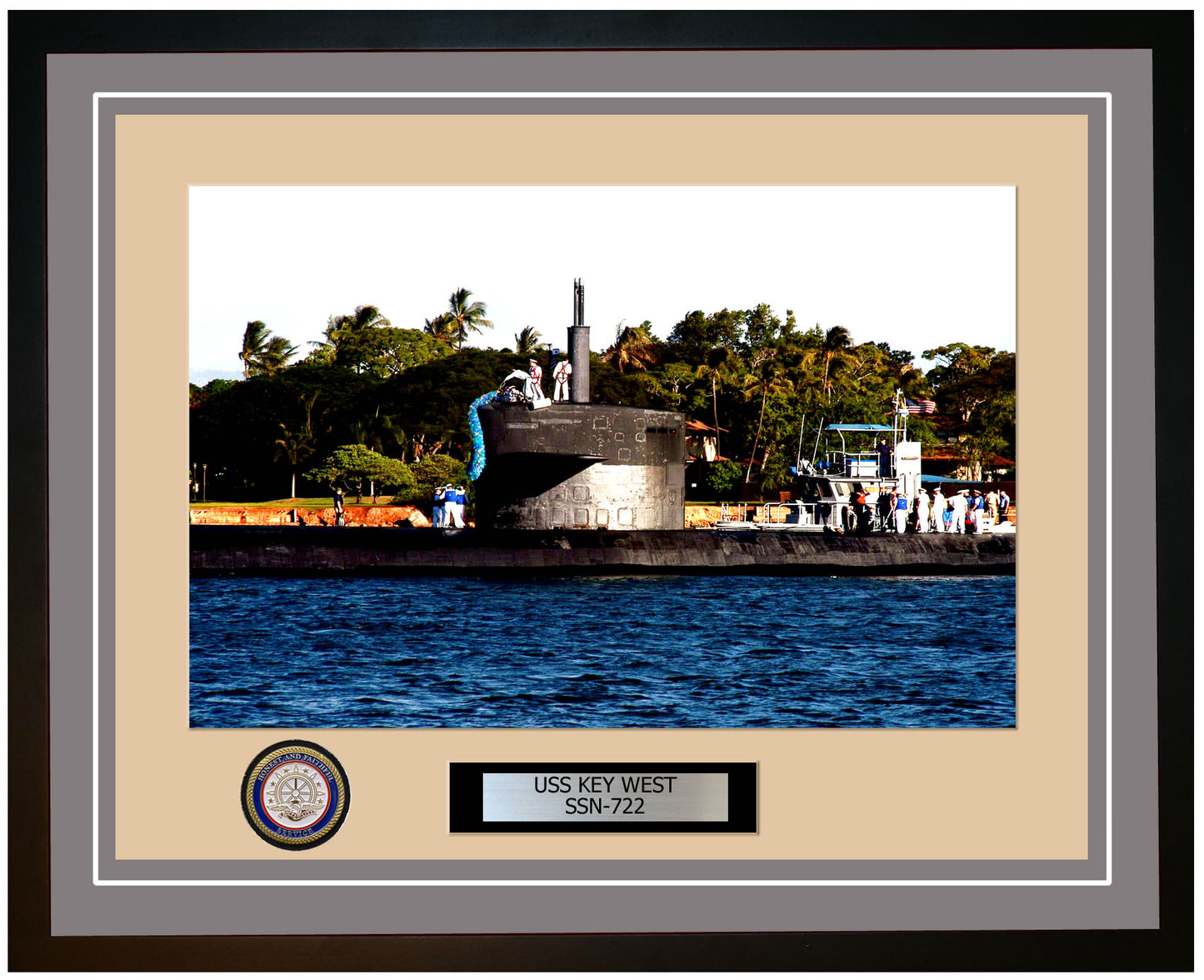 USS Key West SSN-722 Framed Navy Ship Photo Grey