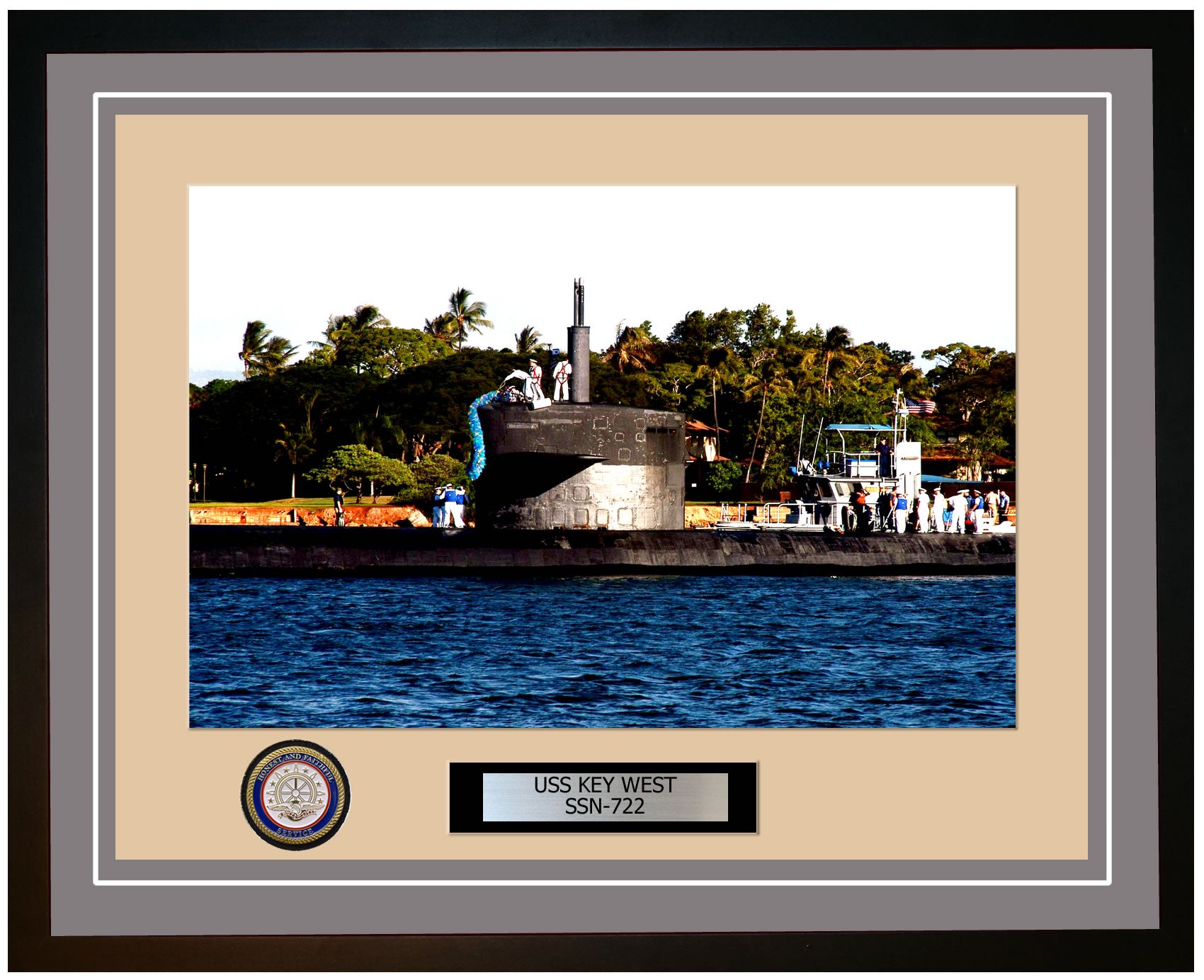 USS Key West SSN-722 Framed Navy Ship Photo Grey