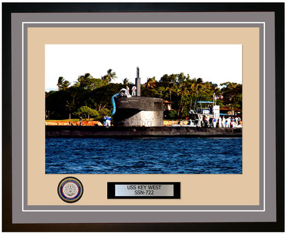 USS Key West SSN-722 Framed Navy Ship Photo Grey