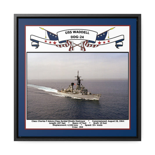 USS Waddell DDG-24 Navy Floating Frame Photo Front View