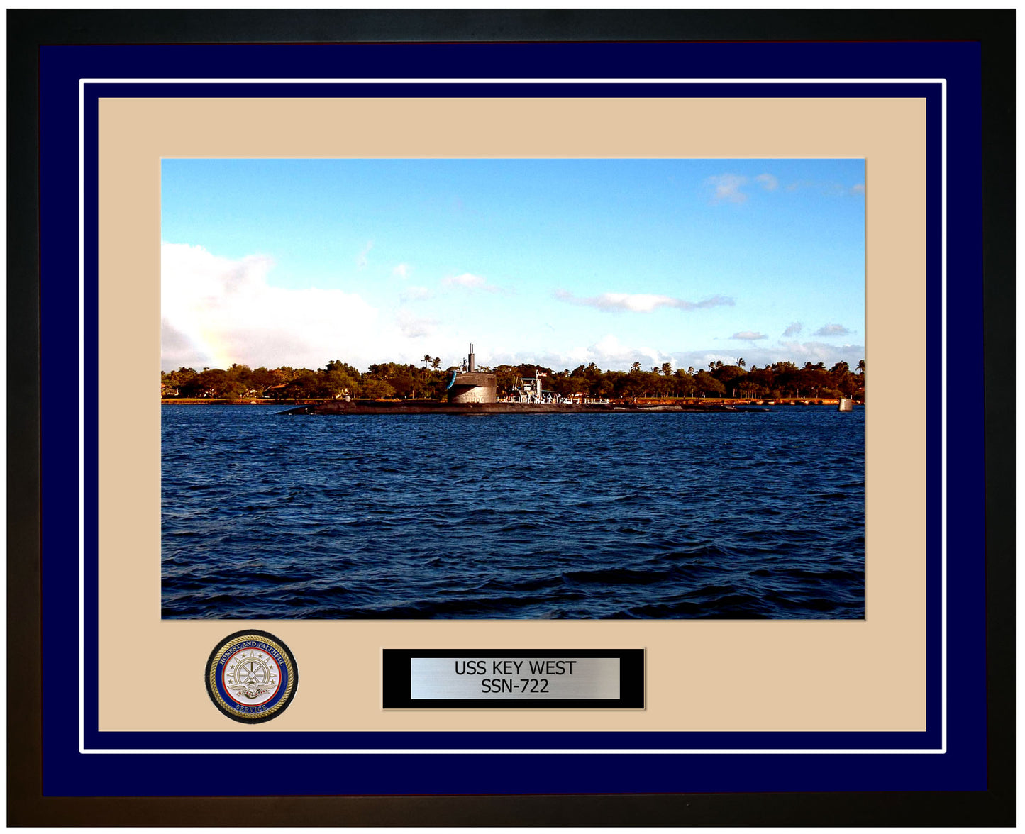 USS Key West SSN-722 Framed Navy Ship Photo Blue
