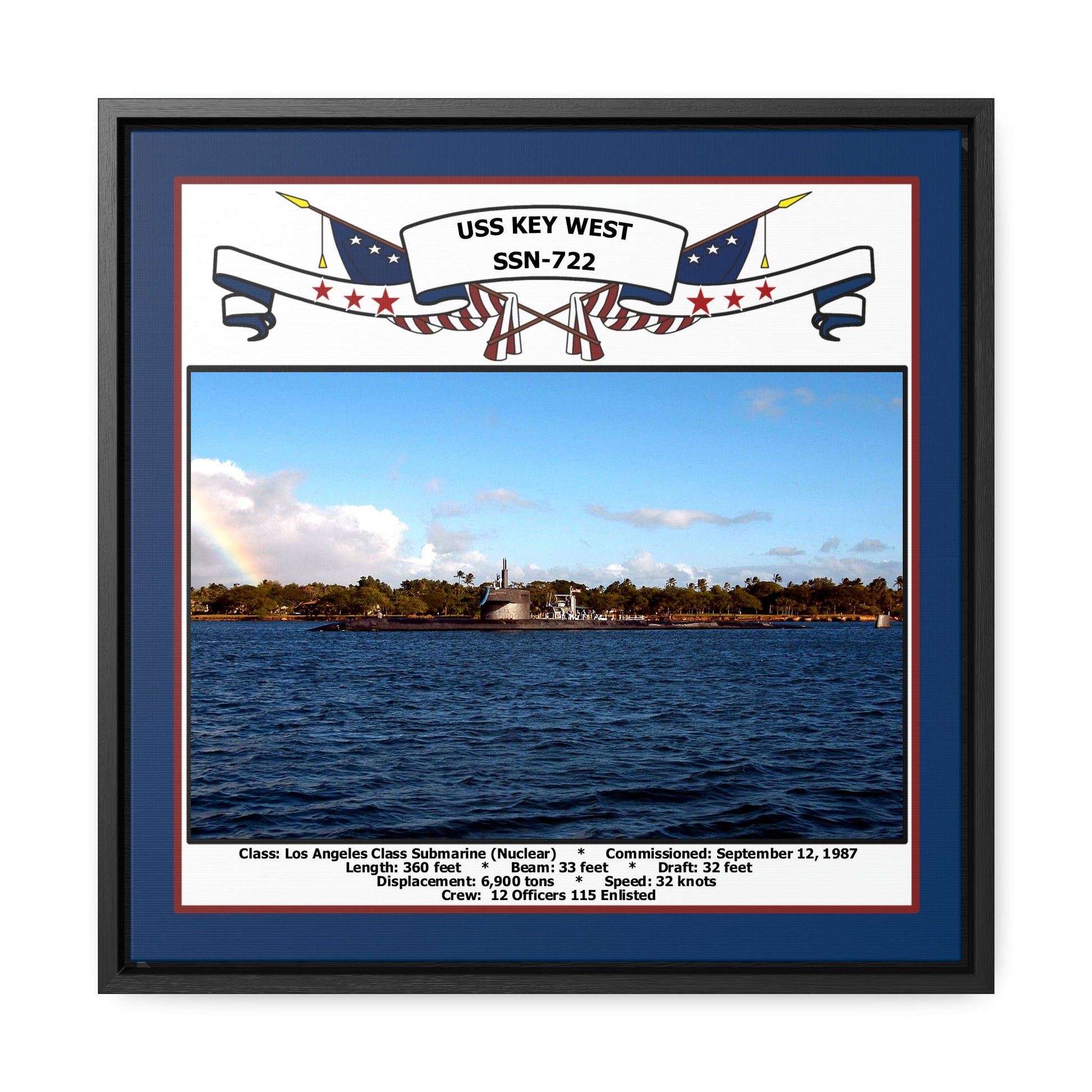 USS Key West SSN-722 Navy Floating Frame Photo Front View