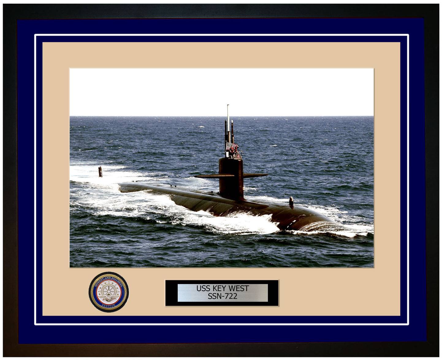 USS Key West SSN-722 Framed Navy Ship Photo Blue