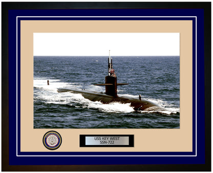 USS Key West SSN-722 Framed Navy Ship Photo Blue