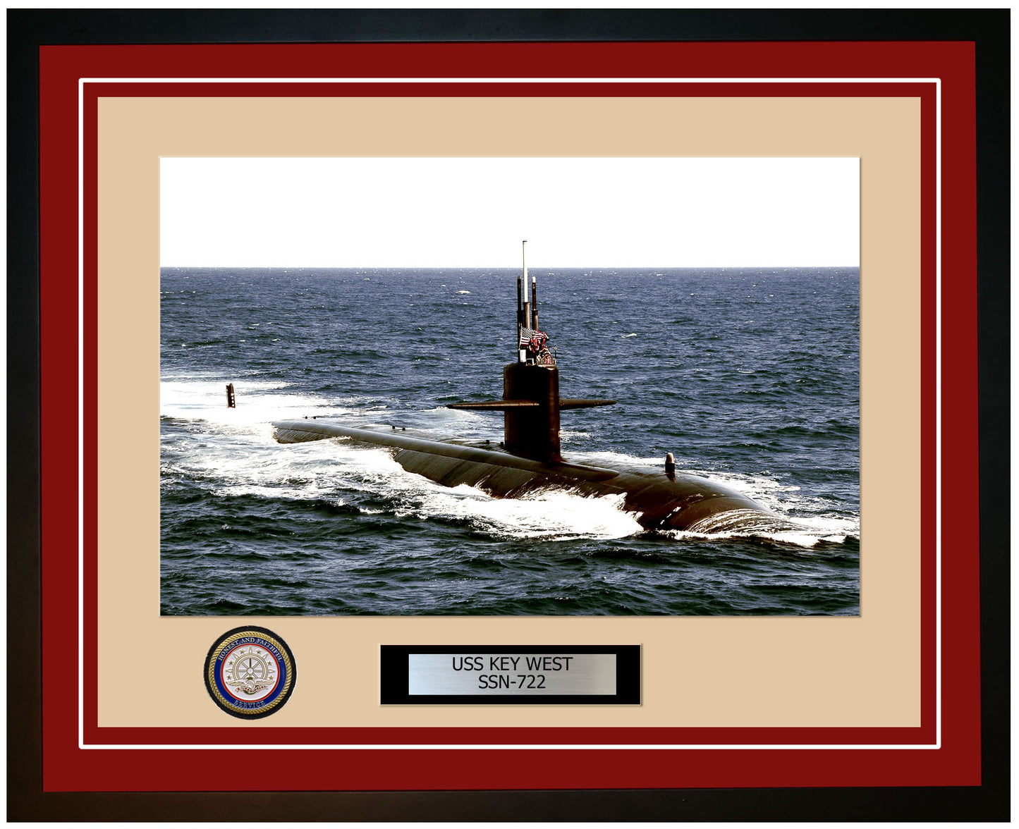 USS Key West SSN-722 Framed Navy Ship Photo Burgundy
