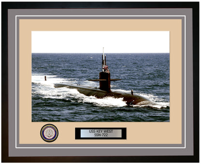 USS Key West SSN-722 Framed Navy Ship Photo Grey