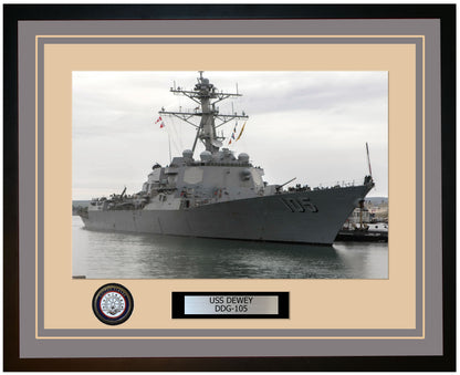 USS DEWEY DDG-105 Framed Navy Ship Photo Grey